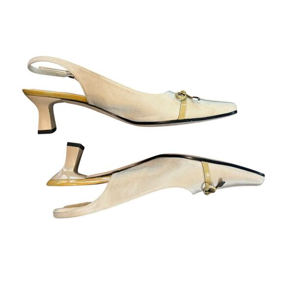 VANELi VAN ELi Beige 2 inch heel buckle sling back Shoes Kitten Heels Size 8M - Picture 8 of 16